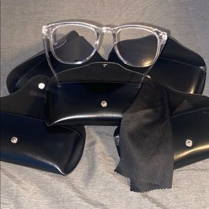 Blue light glasses + Leather cases and black cloth